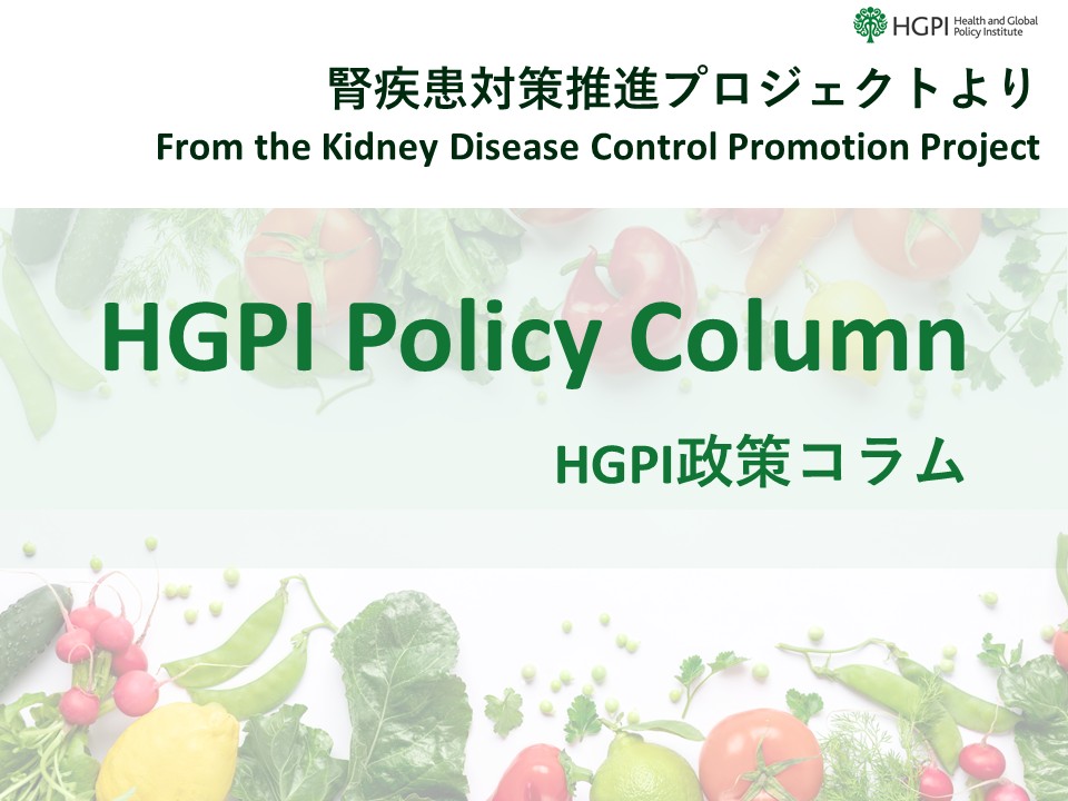 [HGPI Policy Column] (No.55) From the Kidney Disease Control Promotion Project “What Is Required from a Patient Perspective for Continuity of Treatment for Chronic Kidney Disease (CKD): Dietary Therapy Edition”