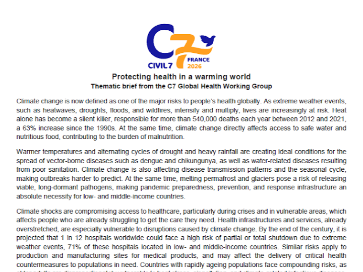 [Activity Report] HGPI Contributed to the Development of the Civil 7 (C7) Global Health Working Group’s Climate and Health Thematic Brief for the G7 (June 25, 2026)